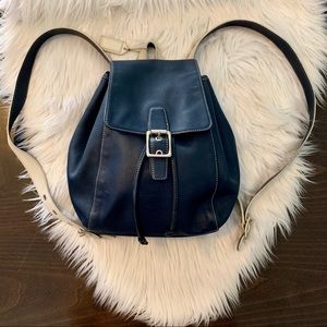 COACH Leather backpack Legacy drawstring navy blue
